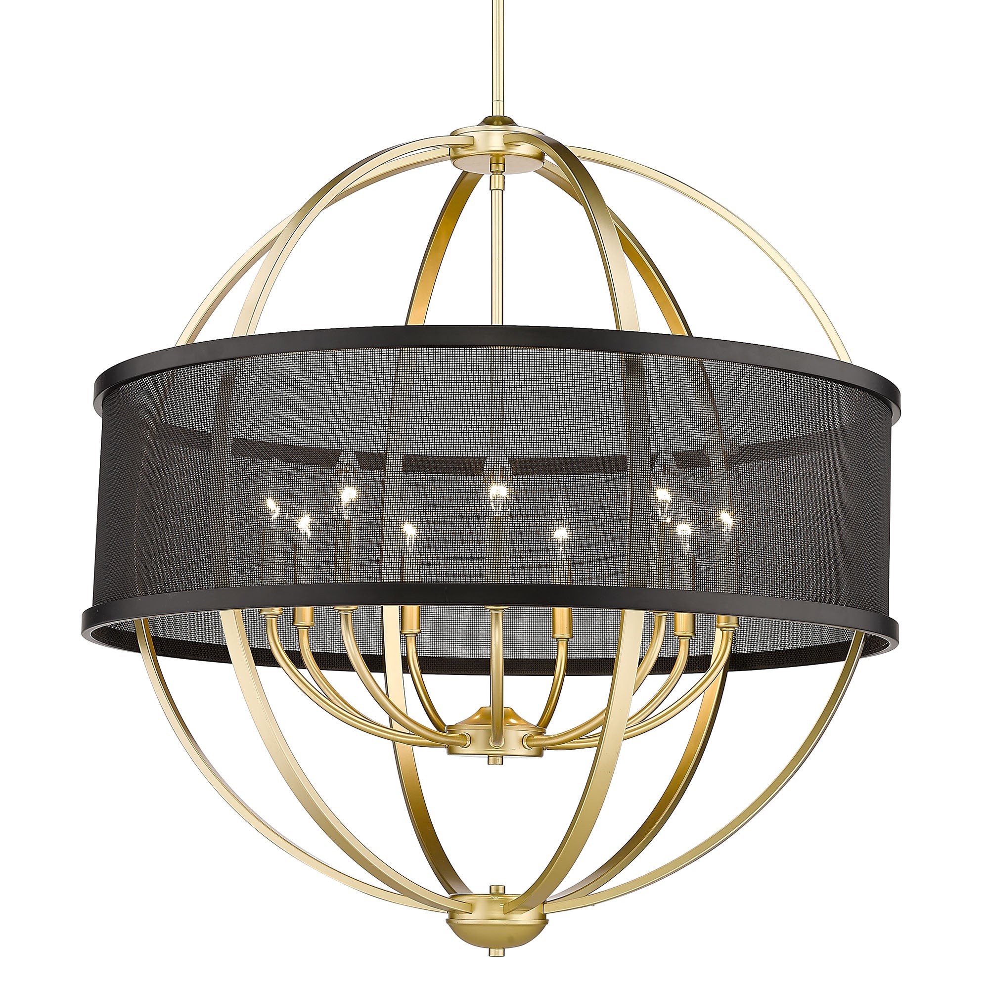 Colson 9 Light Chandelier - Olympic Gold / Matte Black Shade - Golden Lighting