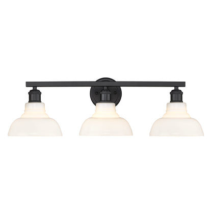 Carver 3 Light Bath Vanity - Matte Black / Vintage Milk Glass - Golden Lighting