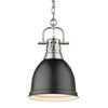 Duncan Small Pendant with Chain - Pewter / Matte Black Shade - Golden Lighting
