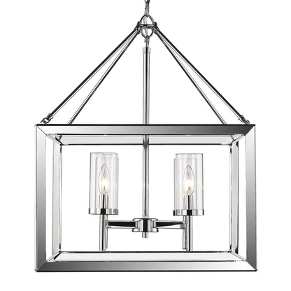 Smyth 4 Light Chandelier (Chrome & Clear Glass) - Chrome / Clear Glass - Golden Lighting