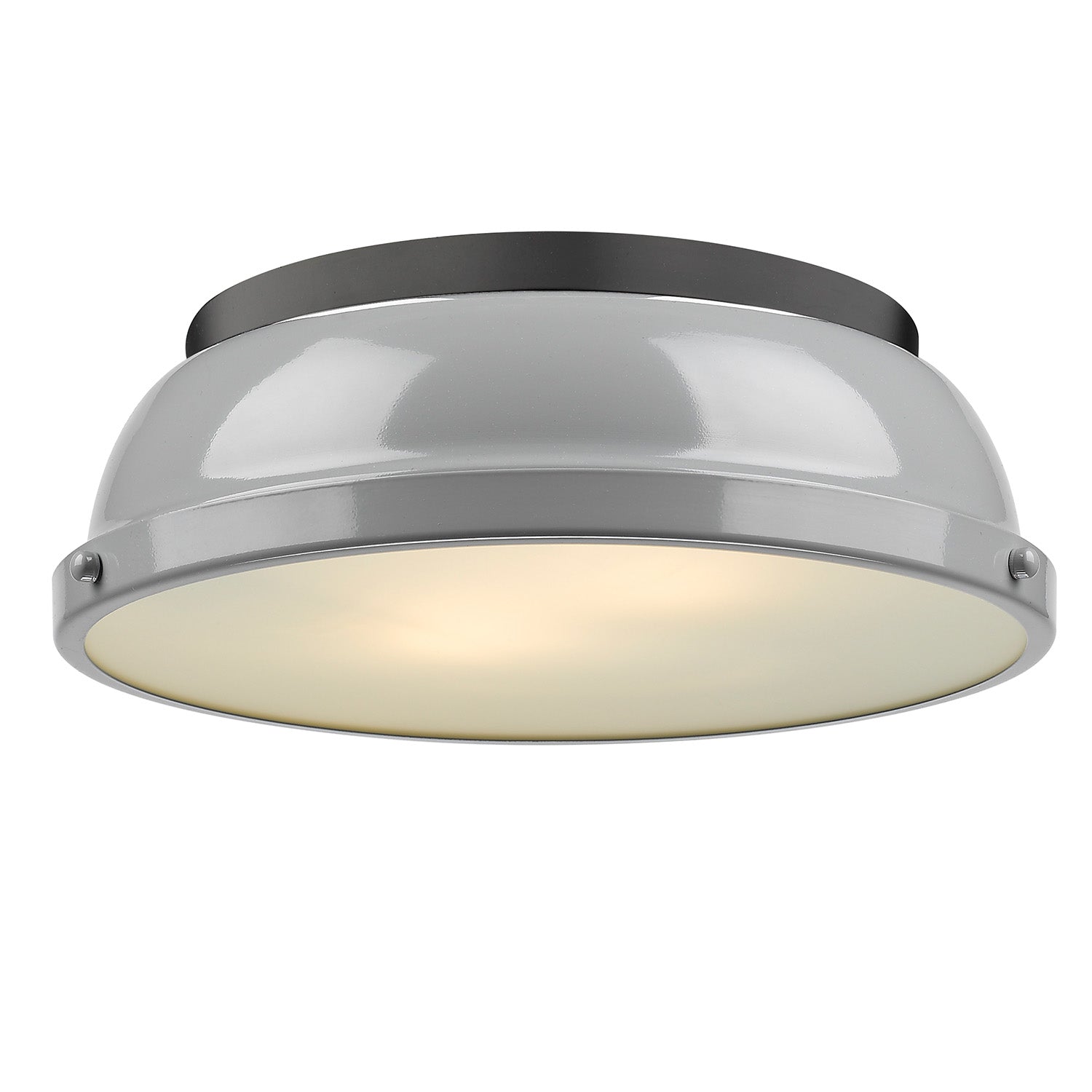 Duncan 14" Flush Mount - Matte Black / Gray Shade - Golden Lighting