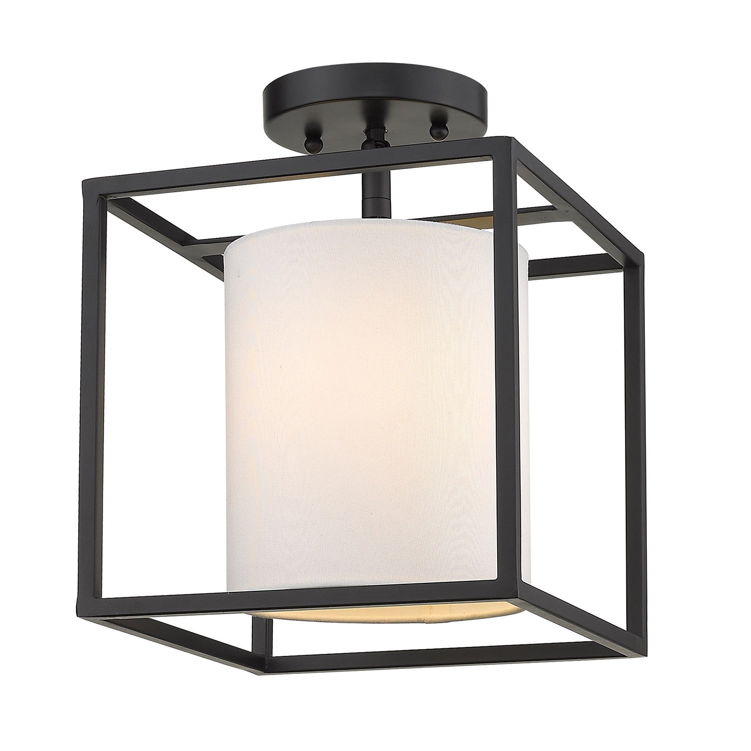 Manhattan Semi-Flush - Matte Black / Modern White Shade - Golden Lighting