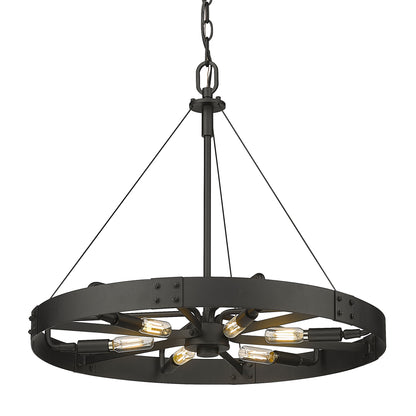 Vaughn Medium Pendant - Natural Black Accents - Golden Lighting