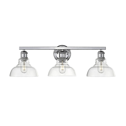 Carver 3 Light Bath Vanity - Chrome / Clear Glass Shades - Golden Lighting