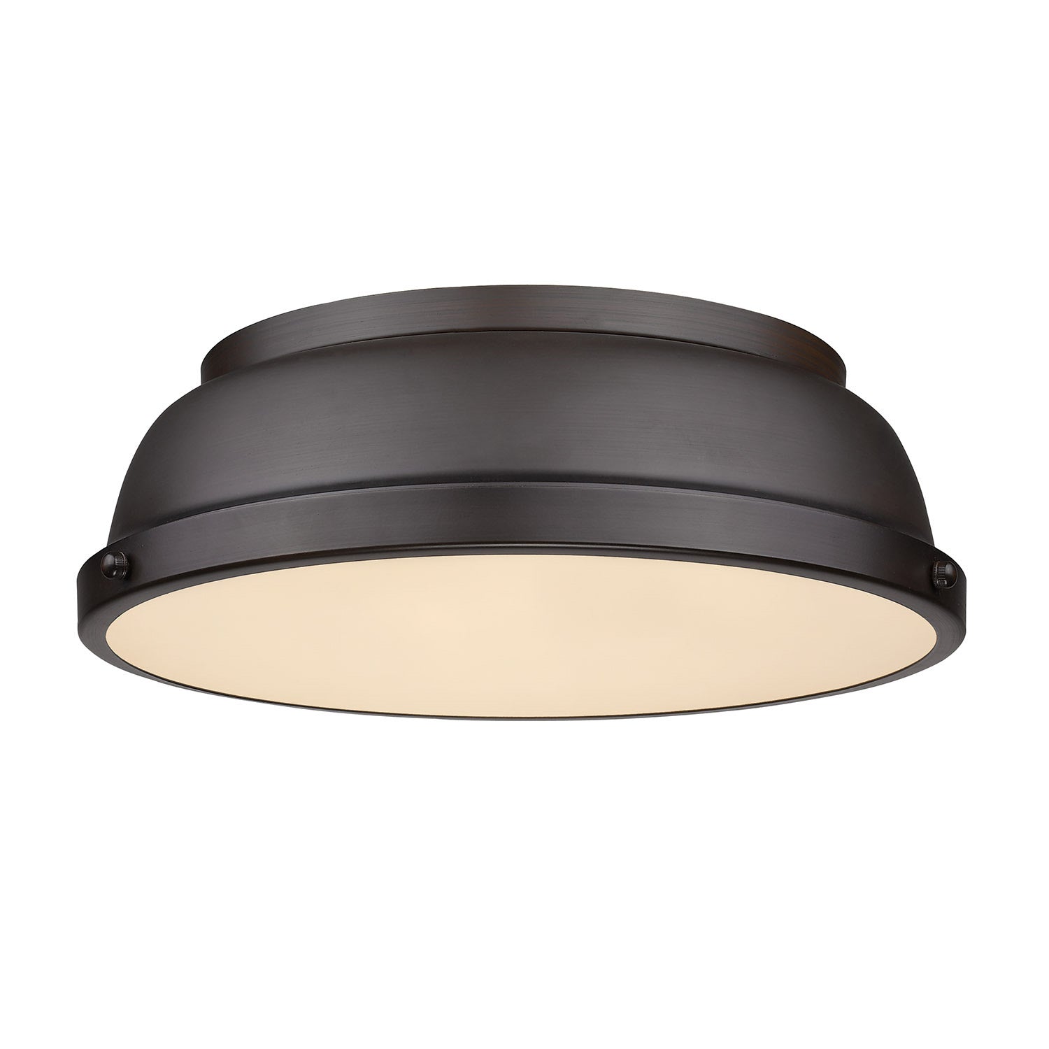 Duncan 14" Flush Mount - Aged Brass / Rubbed Bronze Shade - Golden Lighting