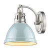 Duncan 1 Light Bath Vanity - Pewter / Seafoam Shade - Golden Lighting