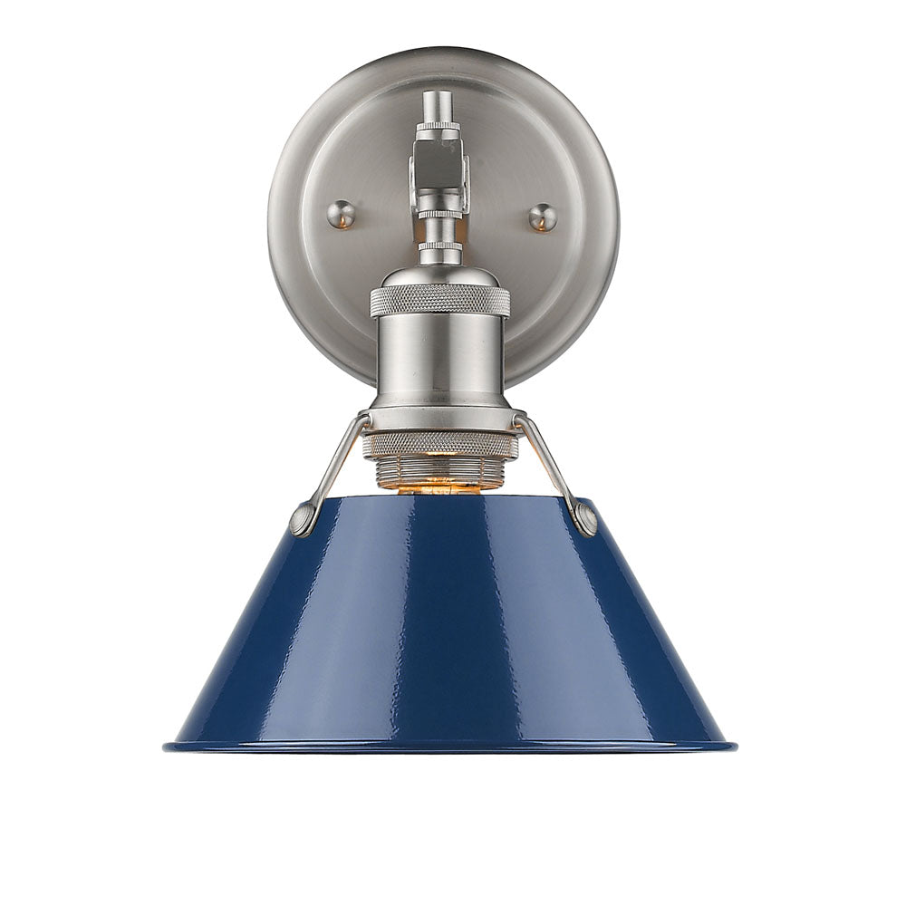 Orwell 1 Light Bath Vanity - Pewter / Matte Navy Shade - Golden Lighting