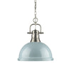 Duncan 1 Light Pendant with Chain - Pewter / Seafoam Shade - Golden Lighting