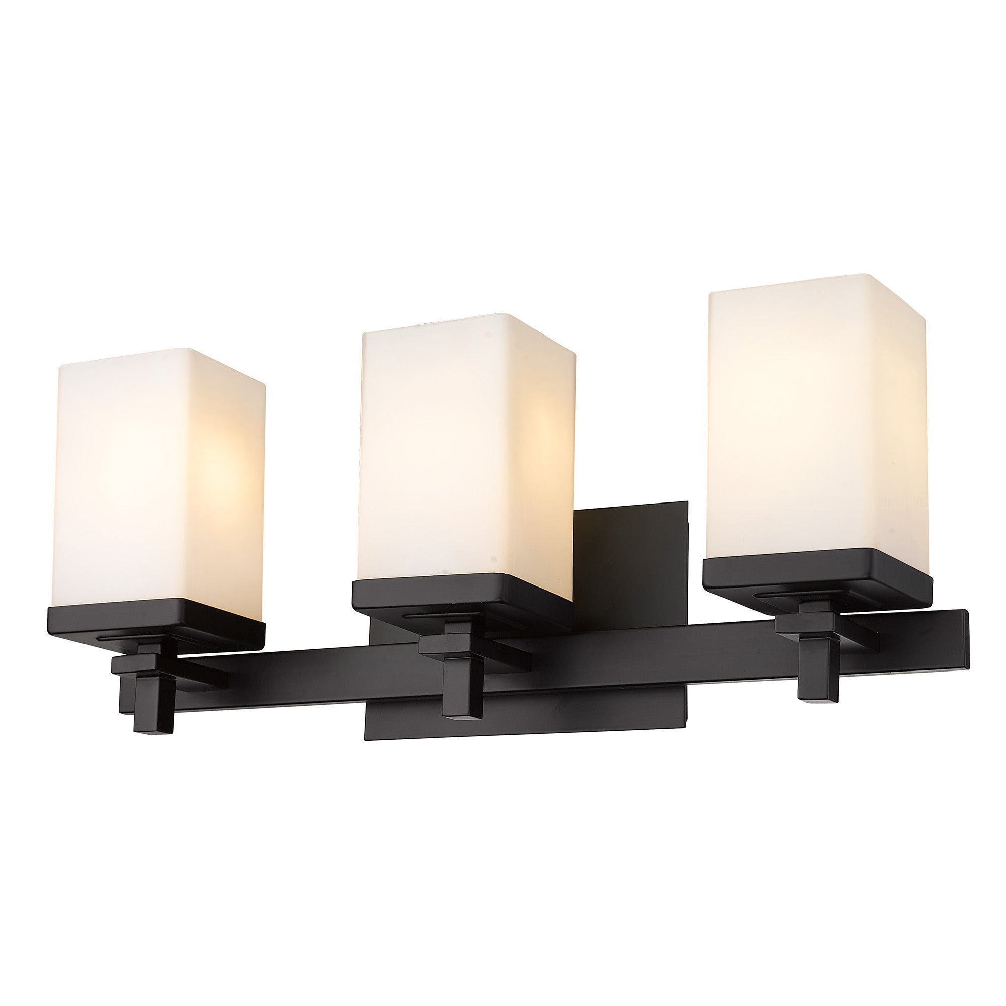 Maddox 3 Light Bath Vanity - Matte Black / Opal Glass - Golden Lighting