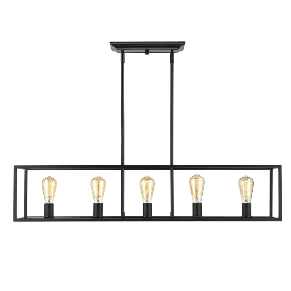 Wesson 5 Light Linear Pendant - Matte Black - Golden Lighting