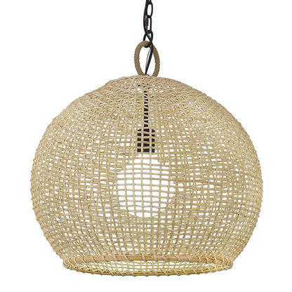 Reed Large Pendant - Matte Black / Bamboo - Golden Lighting