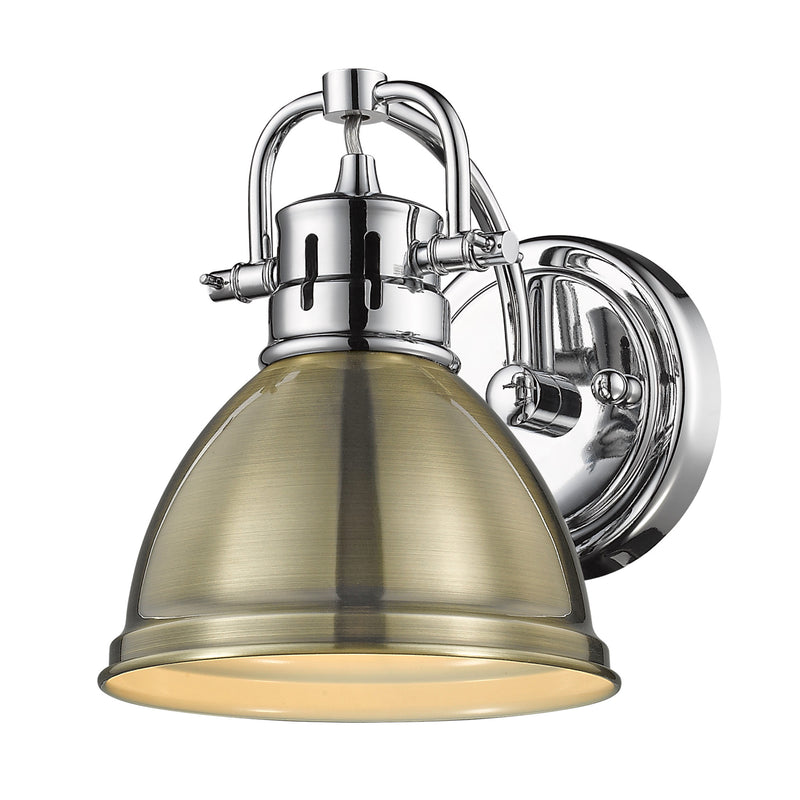 Duncan 1 Light Bath Vanity - Chrome / Aged Brass - Golden Lighting