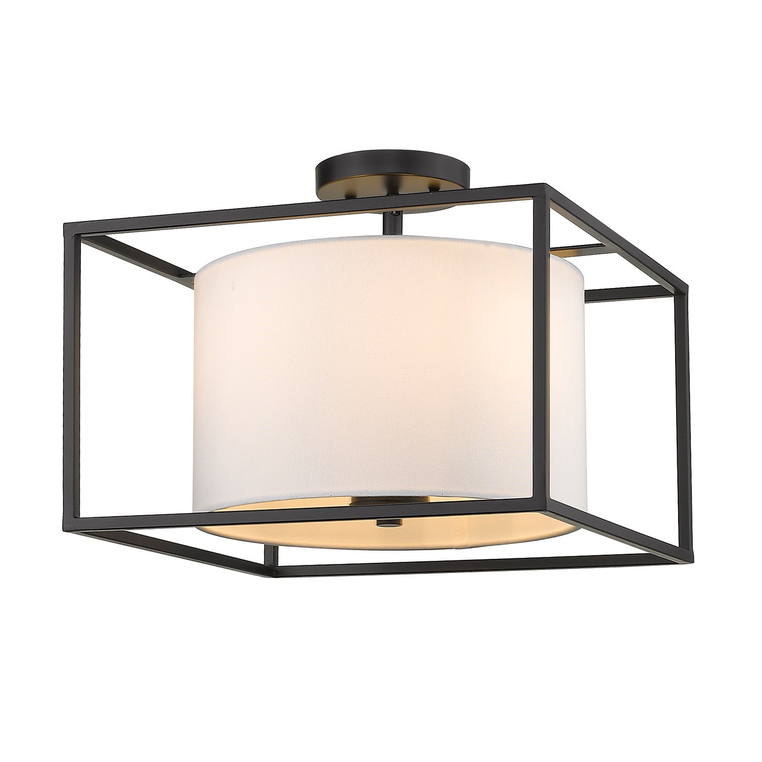 Manhattan Semi-Flush - Matte Black / Modern White Shade - Golden Lighting