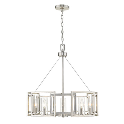 Marco 5 Light Chandelier - Pewter / Clear Glass - Golden Lighting