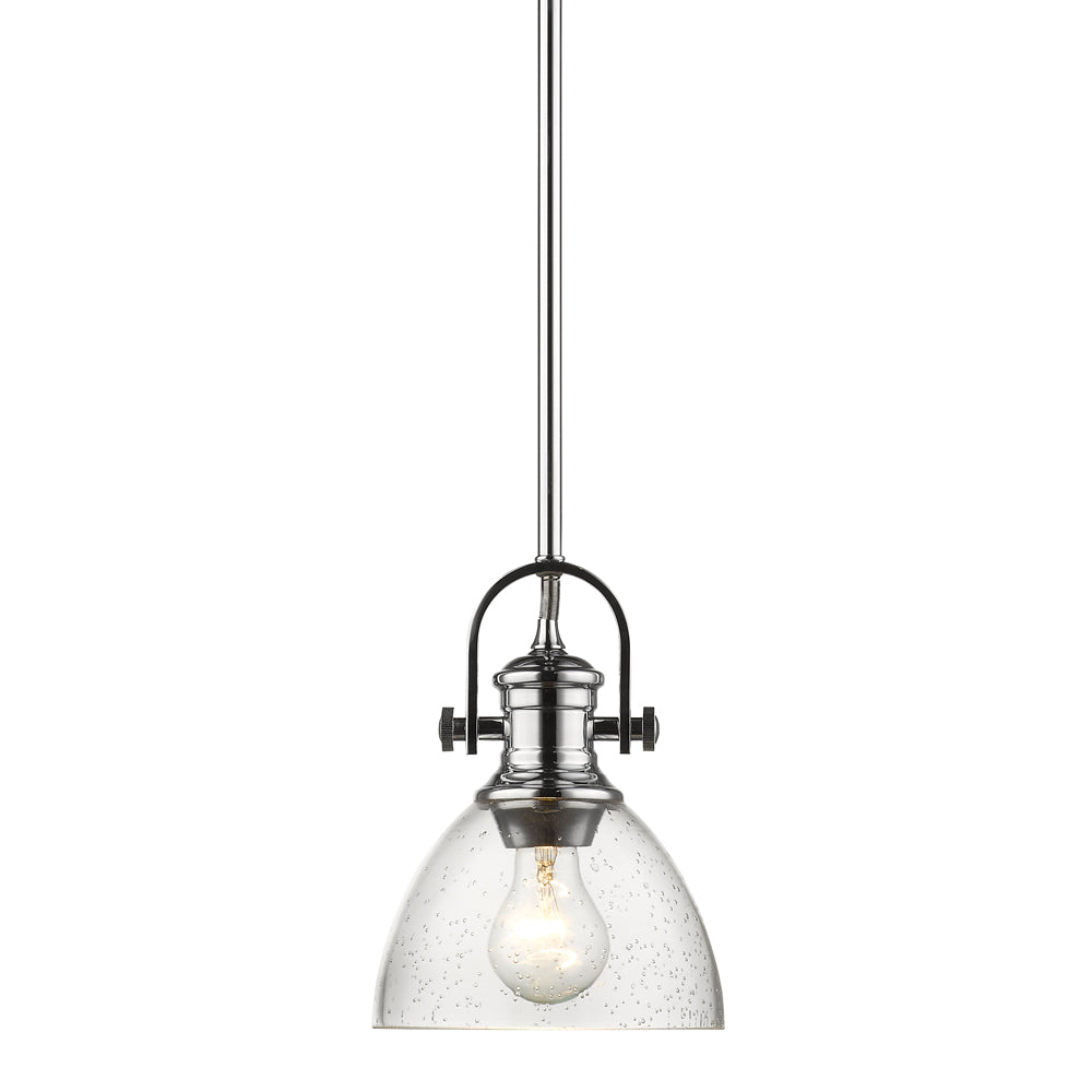 Hines Mini Pendant - Chrome / Seeded Glass - Golden Lighting