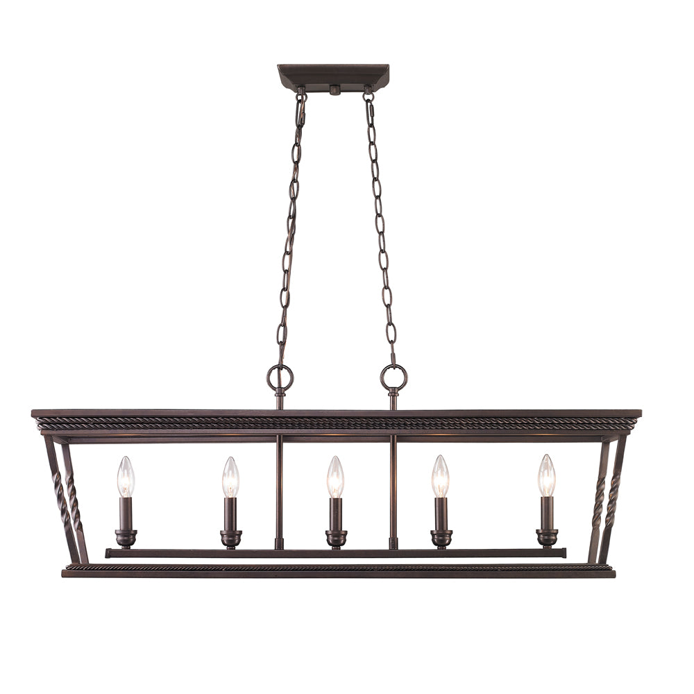 Davenport 5 Light Linear Pendant - Etruscan Bronze - Golden Lighting