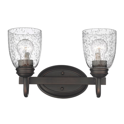 Parrish 2 Light Bath Vanity - Rubbed Bronze / Seeded Glass - Golden Lighting