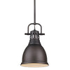Duncan Small Pendant with Rod - Rubbed Bronze / Rubbed Bronze Shade - Golden Lighting