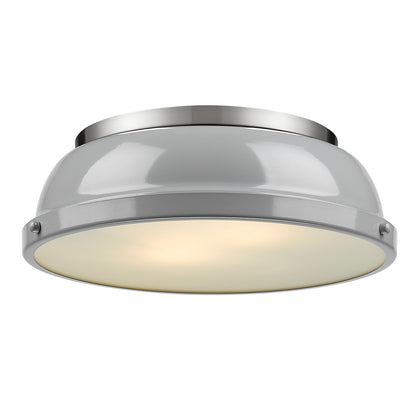 Duncan 14" Flush Mount - Pewter / Gray Shade - Golden Lighting