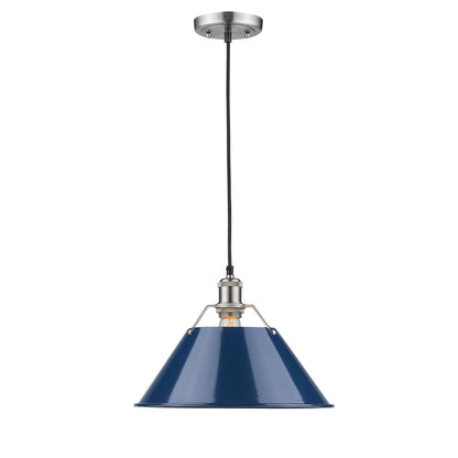 Orwell Large Pendant - 14" - Pewter / Matte Navy Shade - Golden Lighting