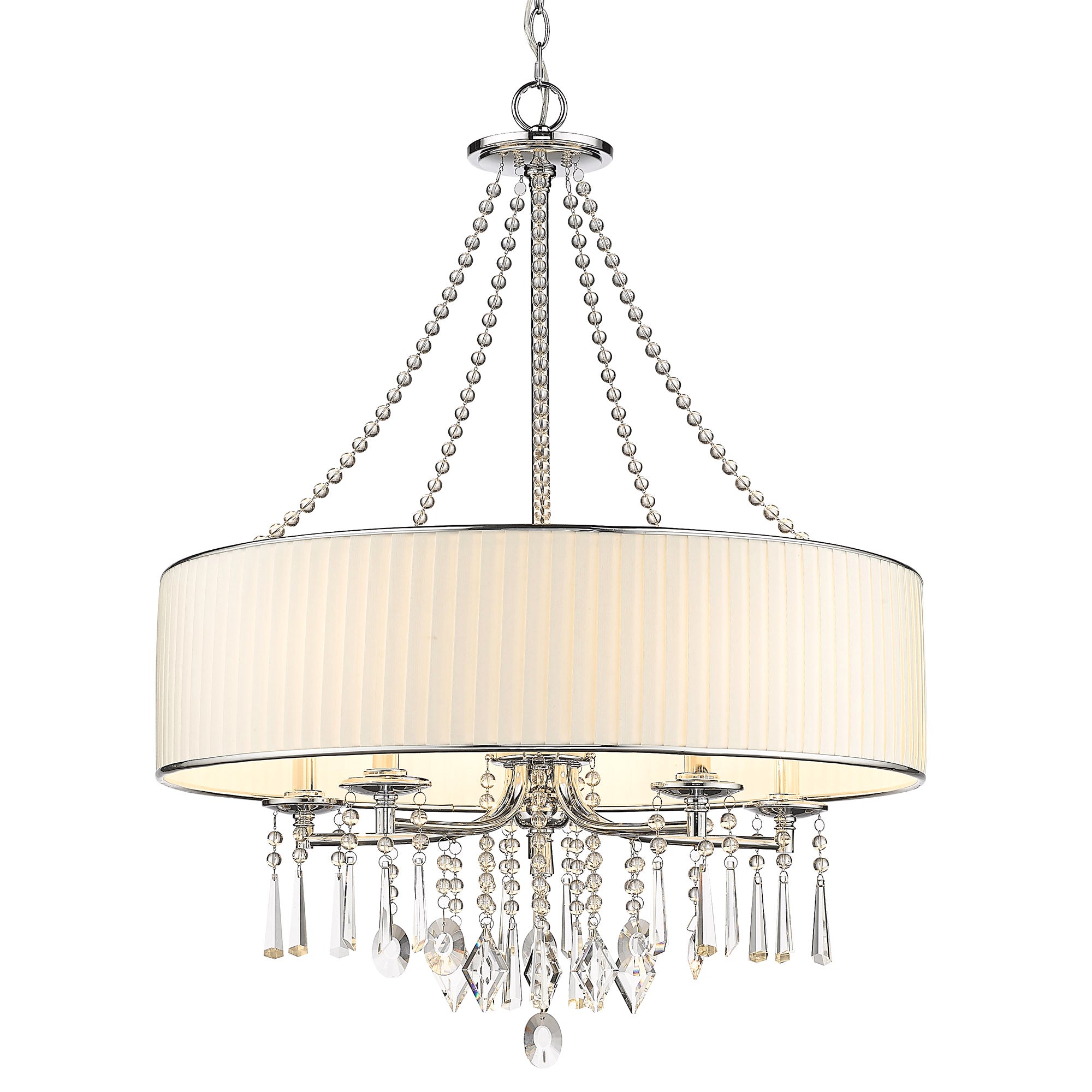 Echelon 5 Light Chandelier - Chrome / Bridal Veil Shade - Golden Lighting