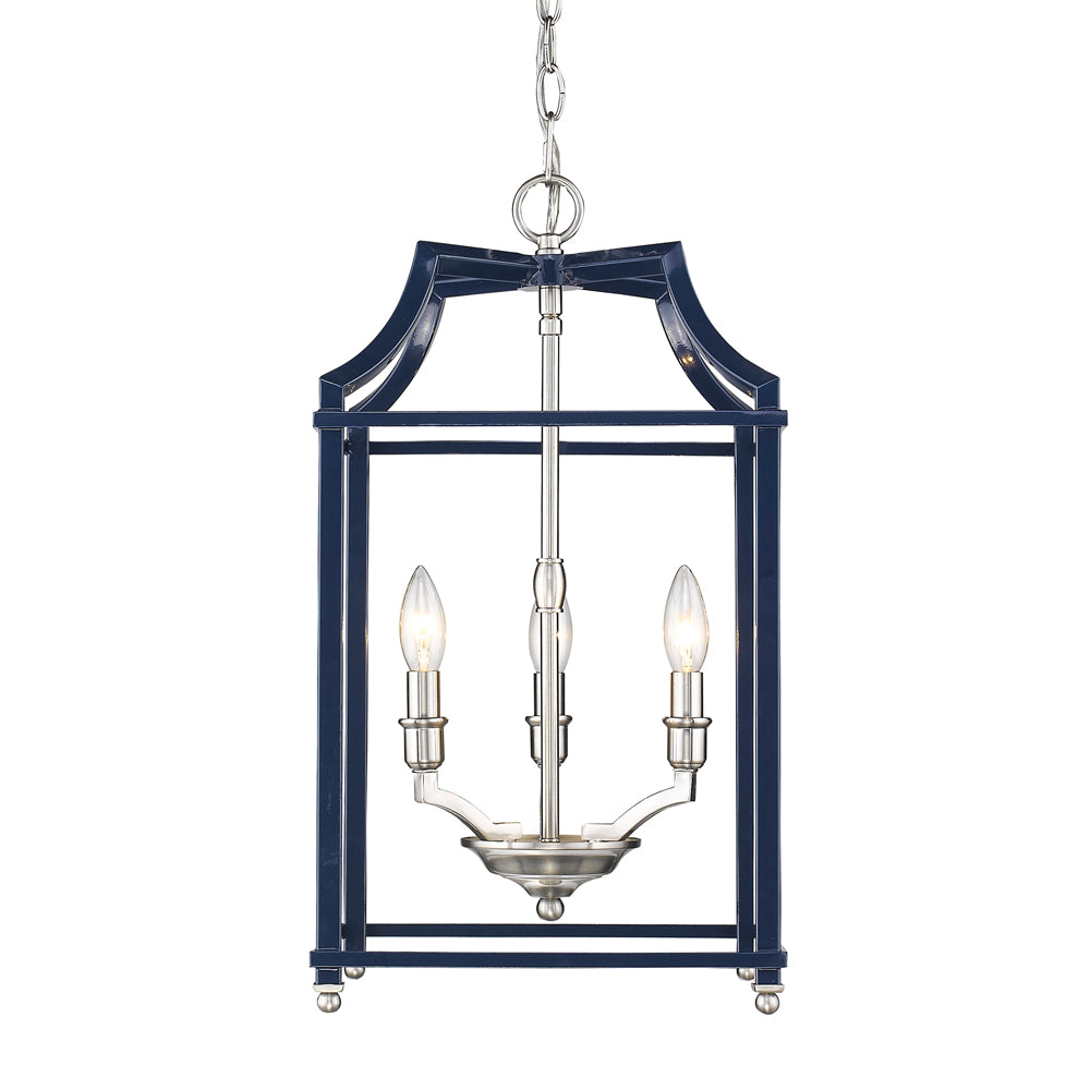 Leighton 3 Light Pendant - Pewter / Navy - Golden Lighting