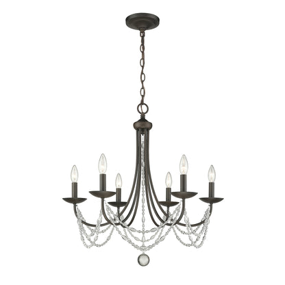 Mirabella 6 Light Chandelier - Rubbed Bronze - Golden Lighting