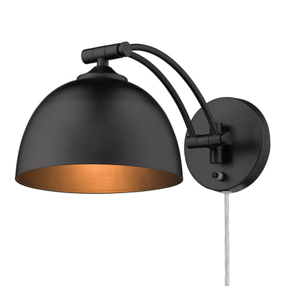 Rey 1 Light Articulating Wall Sconce - Matte Black / Matte Black Shade - Golden Lighting