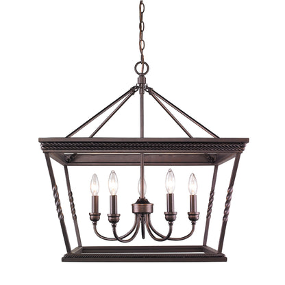 Davenport 5 Light Chandelier - Etruscan Bronze - Golden Lighting