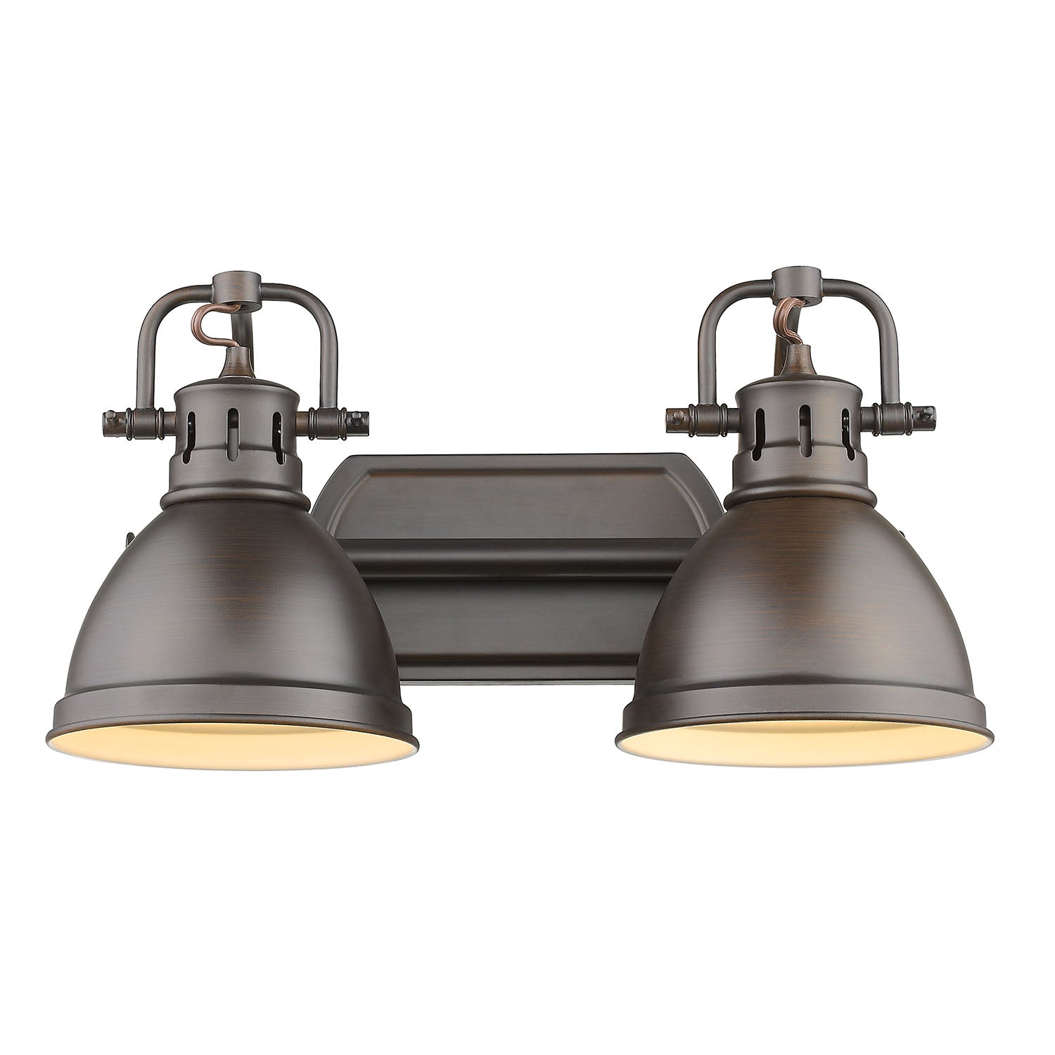 Duncan 2 Light Bath Vanity - Rubbed Bronze / Rubbed Bronze Shades - Golden Lighting