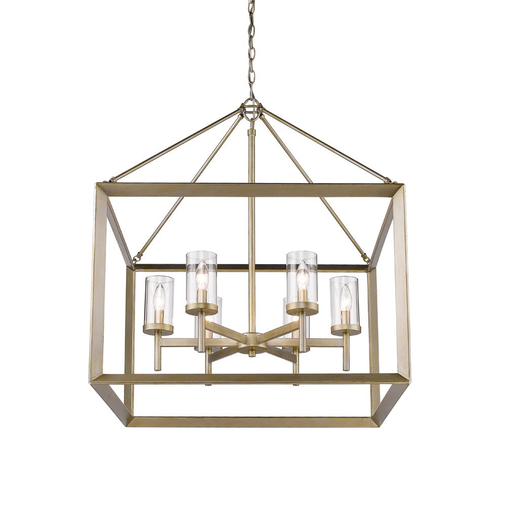 Smyth 6 Light Chandelier - White Gold - Golden Lighting