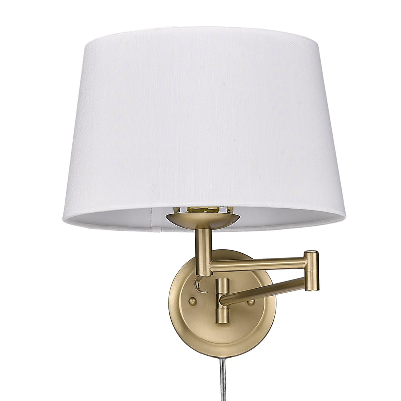 Eleanor 1 Light Articulating Wall Sconce - Brushed Champagne Bronze / Modern White Shade - Golden Lighting
