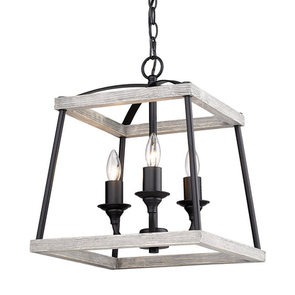 Teagan 3 Light Pendant - Natural Black / Gray Harbor Wood Accents - Golden Lighting