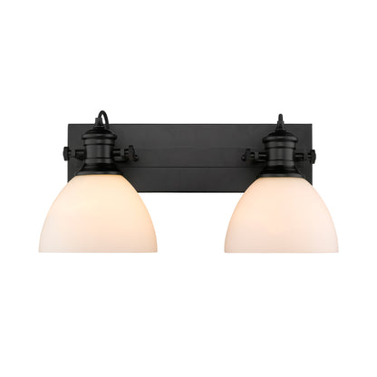 Hines 2 Light Bath Vanity - Matte Black / Opal Glass - Golden Lighting