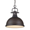 Duncan 1 Light Pendant with Chain - Rubbed Bronze / Rubbed Bronze Shade - Golden Lighting