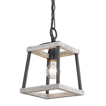 Teagan Mini Pendant - Natural Black / Gray Harbor Wood Accents - Golden Lighting