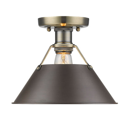 Orwell Flush Mount - Aged Brass / Rubbed Bronze Shade - Golden Lighting