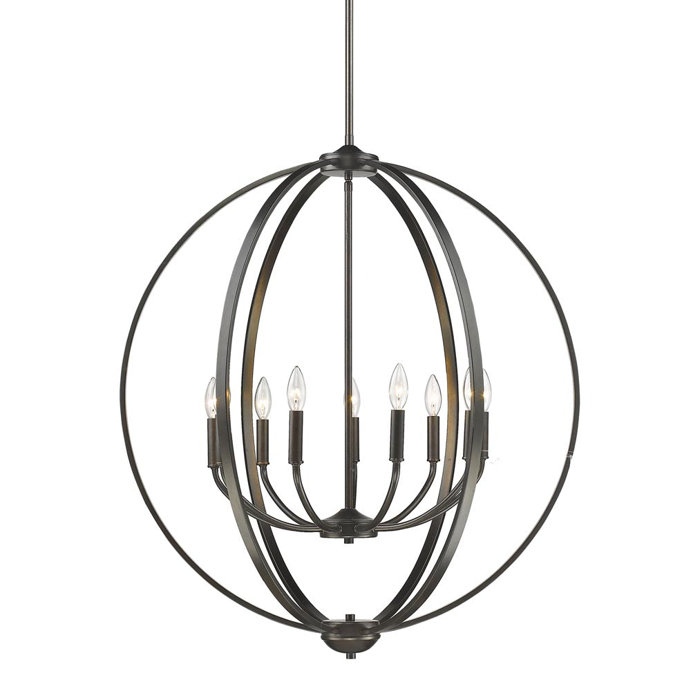 Colson 9 Light Chandelier - Etruscan Bronze / No Shade - Golden Lighting