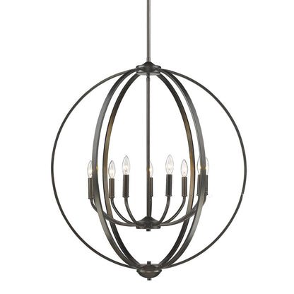 Colson 9 Light Chandelier - Etruscan Bronze / No Shade - Golden Lighting