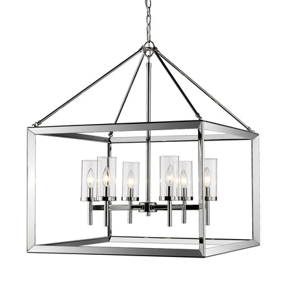 Smyth 6 Light Chandelier (Chrome & Clear Glass) -  - Golden Lighting