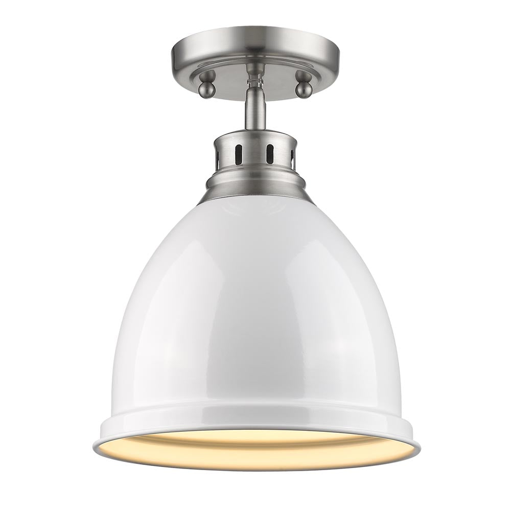 Duncan Flush Mount - Pewter / White Shade - Golden Lighting