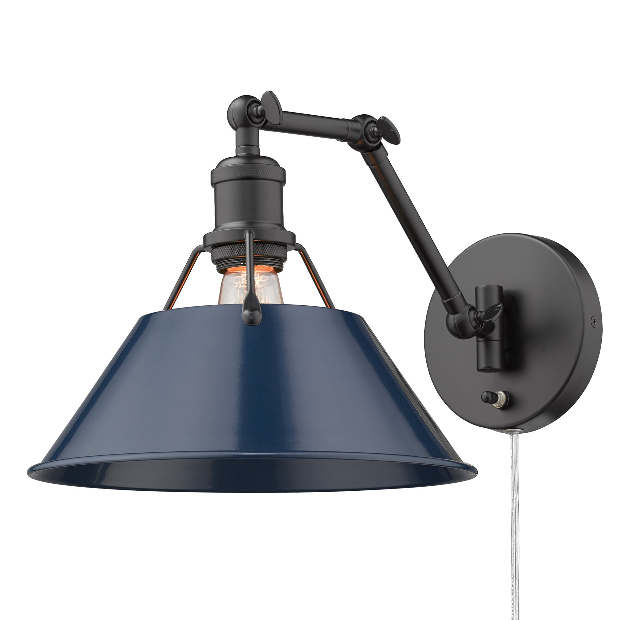 Orwell 1 Light Articulating Wall Sconce - Matte Black / Matte Navy Shade - Golden Lighting