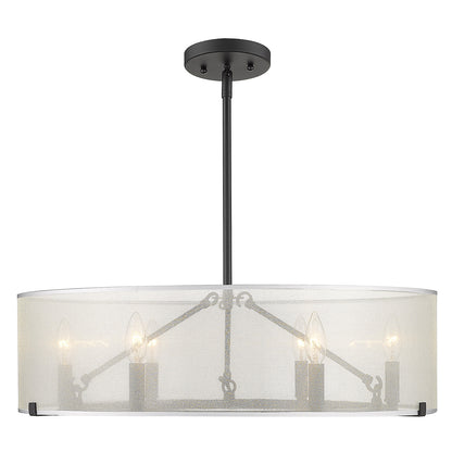 Alyssa 6 Light Chandelier - Short Rod Only - Matte Black / Sterling Mist Shade - Golden Lighting