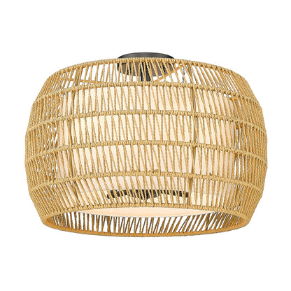 Everly 4 Light Semi-Flush - Matte Black / Natural Rattan - Golden Lighting