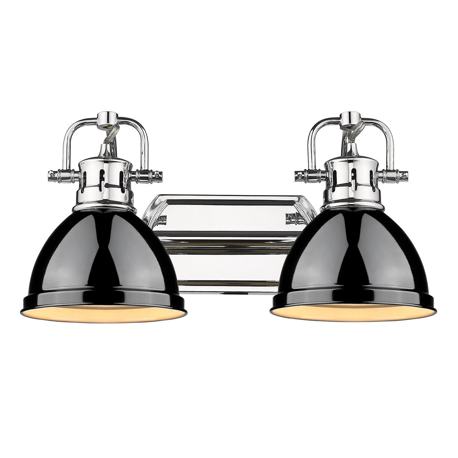 Duncan 2 Light Bath Vanity - Chrome / Black Shades - Golden Lighting