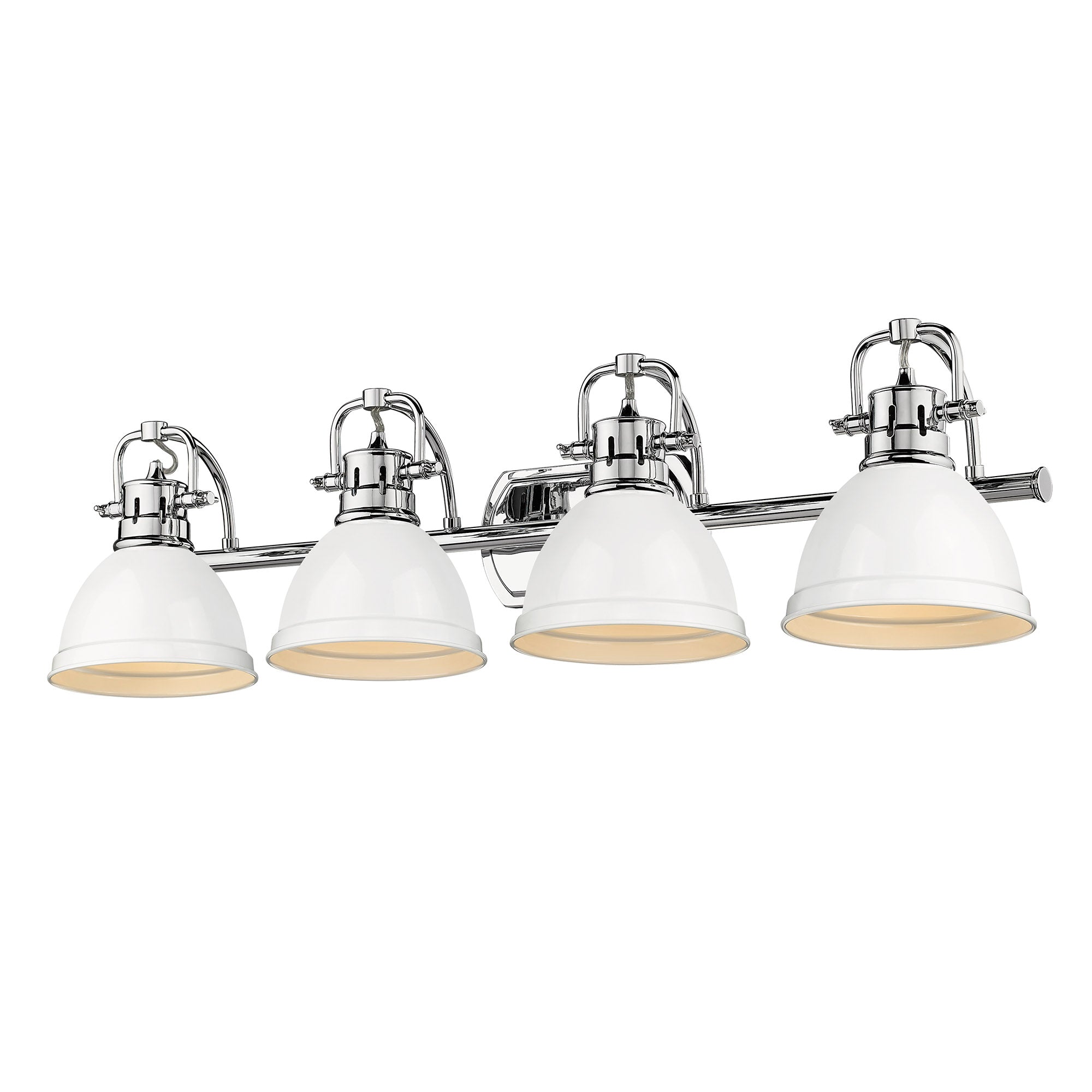 Duncan 4 Light Bath Vanity - Chrome / White Shades - Golden Lighting