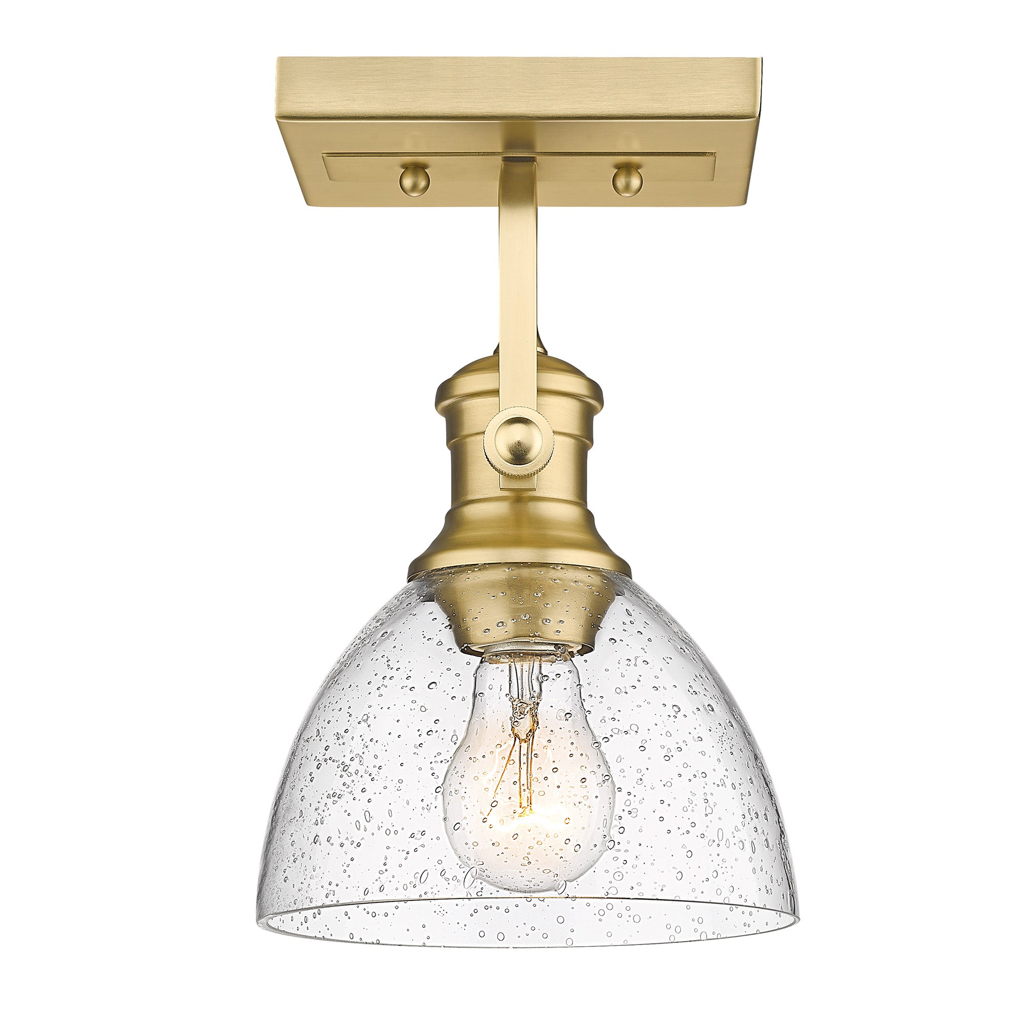 Hines 1 Light Semi-Flush - Brushed Champagne Bronze / Seeded Glass - Golden Lighting