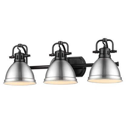 Duncan 3 Light Bath Vanity - Matte Black / Pewter Shades - Golden Lighting