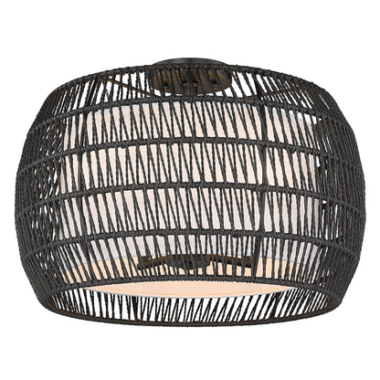 Everly 4 Light Semi-Flush - Matte Black / Modern Black Rattan - Golden Lighting