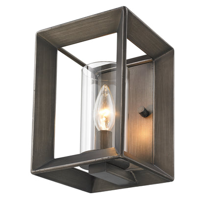 Smyth 1 Light Wall Sconce (Gunmetal Bronze & Clear Glass) -  - Golden Lighting